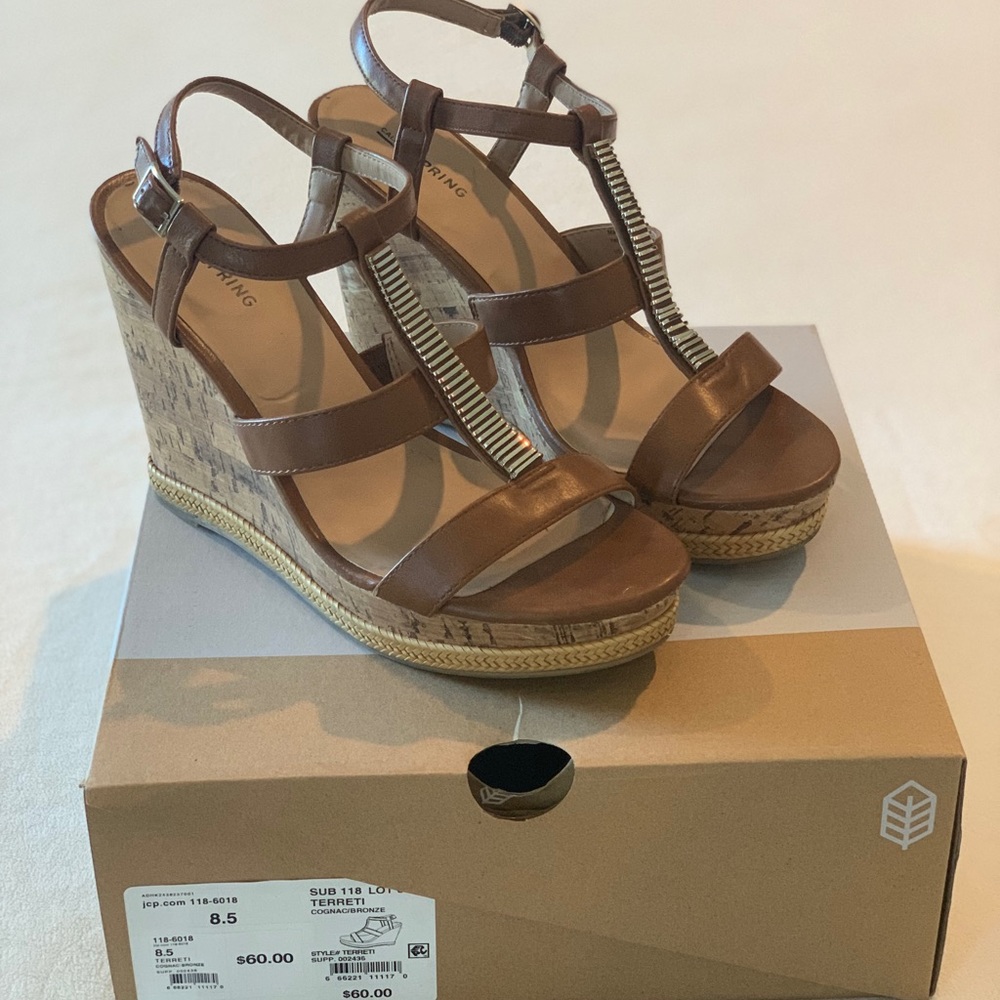 Call It Spring Size 8.5 Brown Wedges - image 7